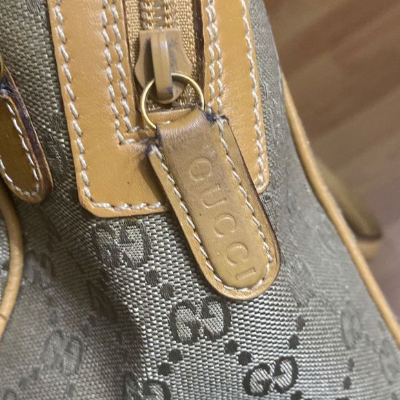 Vintage Gucci Monogram Boston Canvas Leather Handbag Shoulder Bag Made in Italy - Picture 9 of 9